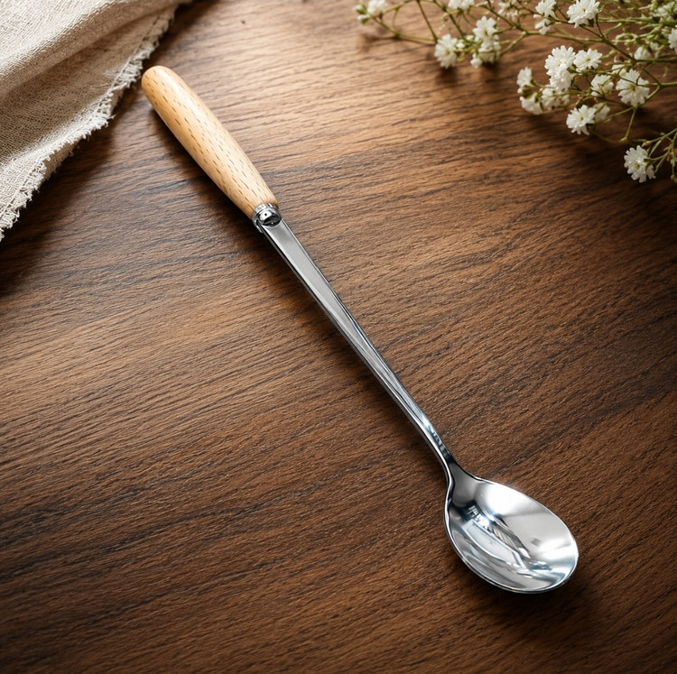 قاشق شربت خوری شش عددی دسته چوبی