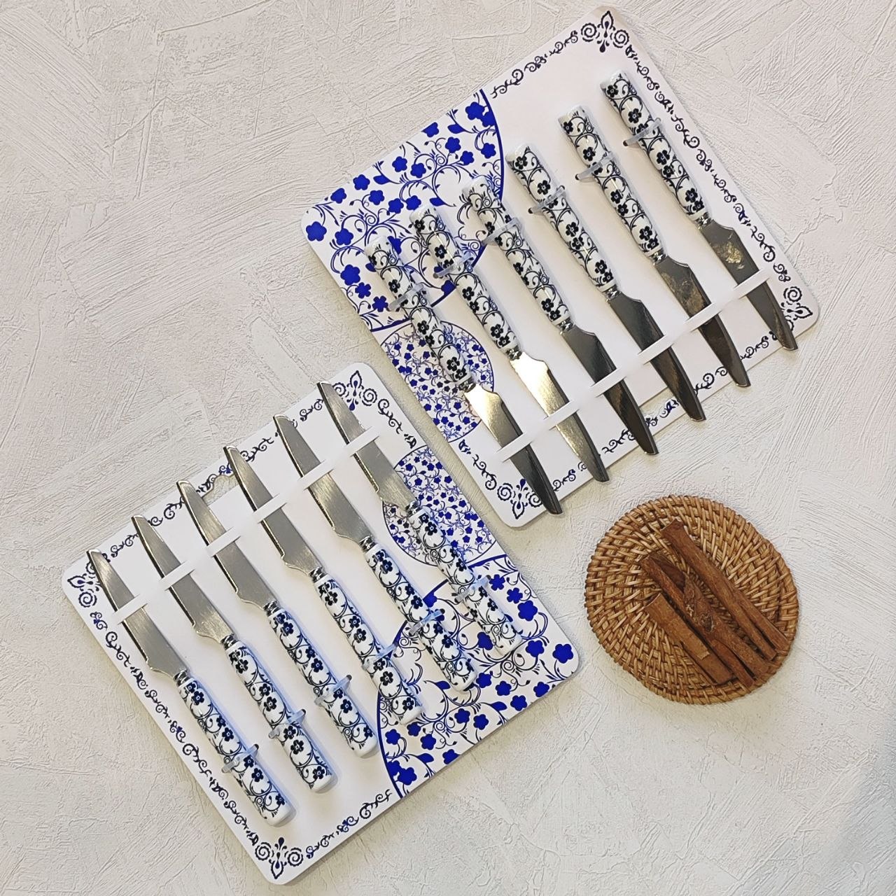 کارد و چنگال ۱۲ پارچه دنی هوم طرح گل آبی